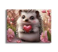 Diamond Painting Hérisson Amour Diamond Painting Adulte, DIY Kit Broderie Point de Croix, Activité Manuelle Adulte Kit, Peinture Diamant pour Débutants, Tableau Decoration Murale 30x40cm Z-l-661