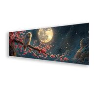 Diamond Painting Hibou Diamond Painting Adulte Grand Format 50x150 cm, Peinture Diamant Adulte Lune Broderie Diamant Kit, DIY 5D Strass Point de Croix Art pour Decoration Murale, Cadeau Femme K0-67