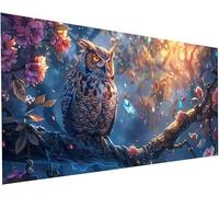 Diamond Painting Hibou Peinture Diamant Adulte et Enfant DIY loisirs Créatifs Adultes Broderie Diamant kit Complet Succursales Peintures Arts Diamond Painting pour Decoration Maison 20x40 cm S-145