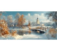 Diamond Painting hiver Diamond Painting Enfant Le pont Activité Manuelle Adulte Mosaique Loisir Creatif 5D Broderie Diamant Kit DIY Canevas Enfant, Cadeau Fille 10 ans, Décoration Murale, 30x60cm s-33