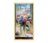 Diamond Painting Hortensias vase, Diamond Painting Enfant, Broderie Mosaïque Diamant Activite Manuelle Adulte, 5D Bricolage Loisirs Créatifs Adultes Kit, Décoration Murale Salon Cadeaux 80x160cm r-776