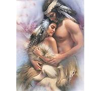 Diamond Painting Indien Couple,Peinture Diamant 5D Complet,Diamond Painting Grand Format,Broderie Diamant Kit,Diamond Paint Enfant,Kit Mosaique Adulte,Diamant Painting Décor Round Drill 50x70cm