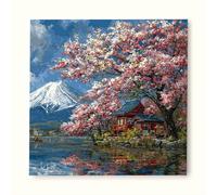 Diamond Painting Japon Diamond Painting Adulte, Broderie Diamant Mont Fuji Peinture Diamant Bricolage 5D Cristal Strass Point de Croix Puzzle, Cadeau Femme, Tableau Decoration Murale 80x80cm ou28-6u
