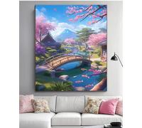 Diamond Painting Japon Diamond Painting Adulte Grand XXL 120x90cm 5D Paysage Rond Peinture Diamant Kit Crystal Art Kit avec Accessoires pour Decoration Murale,Loisir Créatif Adulte Femme Cadeau 0Y-609