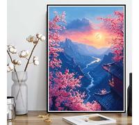 Diamond Painting Japon Diamond Painting Adulte, Peinture Diamant Fleurs De Cerisier Broderie Diamant 5D DIY Diamant Mosaik Strass Point de Croix Loisirs Créatifs, Decoration Murale 30x40cm -ly250823Z