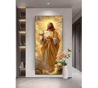 Diamond Painting Jésus, 5D Peinture Diamant Adulte Nuages, DIY Diamant Strass Point de Croix Cristal Painting, Grand Diamond Art Kit Enfants, Convient pour La Décoration Murale, Cadeaux 75x160cm T1376