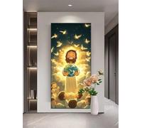 Diamond Painting Jésus, Diamond Painting Adulte Grand Format 40x90cm, 5D DIY Diamond Art Strass Point de Croix Kits complet, Enfants Débutants Activité Manuelle, Décoration Murale Terre Cadeaux T1375