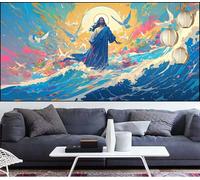 Diamond Painting Jésus Diamond Painting Enfant Oiseau Broderie Diamant Débutant DIY Peinture Diamant Adulte Activité Manuelle Cristal Art Puzzle Perles Point de Croix pour Décor Cadeau 60x150cm QL-766