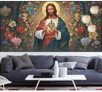 Diamond Painting Jésus Diamond Painting Grand Format 100x300cm Peinture Diamant Adulte Fleur Broderie Diamant Strass Point de Croix Peinture,Bricolage Mosaique Puzzle Artisanat Kits,Décoration QL-681