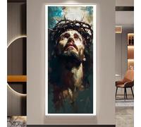 Diamond Painting Jésus Peinture Diamant Adulte Enfant, 5D Puzzle Diamant Painting Kit Complet, Full Diamond Painting Accessoires DIY Broderie Point de Croix pour Decoration Murale Salon 130x60 cm y382