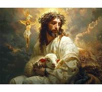 Diamond Painting Jésus Peinture Diamant Adulte Mystérieux 70x50cm, Diamond Art Complet Kits pour Enfant Débutants Bricolage Point de Croix Strass Painting, 5D Broderie Diamant pour Décoration 843z-s