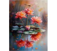 Diamond Painting Kit,5D Libellule fleur de lotus Broderie Art Diamant Painting Kit Complet DIY Peinture Diamant Adulte Cristal Strass Point de Croix Painting pour Maison Décor Square Drill,90x110 cm