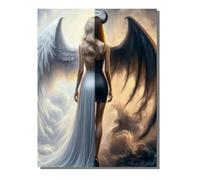 Diamond Painting Kit Adulte, Ange DéMon Peinture Diamant Enfant, Carré Diamant 5D DIY Cristal Débutant Art Kit Broderie Activité Manuelle Adulte, pour Décor Murale Maison, Cadeaux 30x40 cm SYLF1