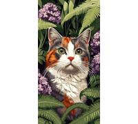 Diamond Painting Kit Adulte, Chat mignon Peinture Diamant Enfant, Carré Diamant 5D DIY Cristal Débutant Art Kit Broderie Activité Manuelle Adulte, pour Décoration Murale Maison, Cadeaux 70x140cm u-465