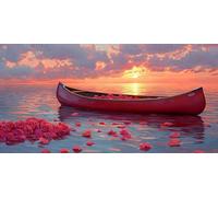 Diamond Painting Kit Adulte,Diamant Painting Adulte Images Ronde Diamond Peinture Diamant, Rose Le Bateau 5D DIY Point de Croix Cristal Débutant Art Set pour Décoration Murale Maison 25x50cm J0K-14