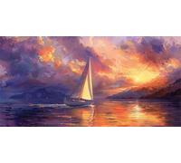 Diamond Painting Kit Adulte, DIY 5D Bateau blanc Diamant Painting Kits Enfant, Débutant Peinture Diamant Set Complet Carrés Strass Point de Croix Art pour Décoration Murale Maison 100x200cm, P4009