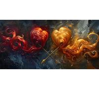 Diamond Painting Kit Adulte, DIY 5D Coeur jaune Diamant Painting Kits Enfant, Débutant Peinture Diamant Set Complet Carrés Strass Point de Croix Art pour Décoration Murale Maison 40x80cm, P8106