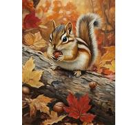 Diamond Painting Kit Adulte, DIY 5D Écureuil jaune Diamant Painting Kits Enfant, Débutant Peinture Diamant Set Complet Carrés Strass Point de Croix Art Painting pour Décoration Murale 25x30cm H1370