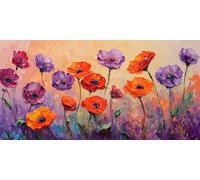 Diamond Painting Kit Adulte, DIY 5D Fleurs colorées Diamant Painting Kits Enfant, Débutant Peinture Diamant Set Complet Ronds Strass Point de Croix Art pour Décoration Murale Maison 40x80cm, P7204
