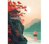 Diamond Painting Kit Adulte et Enfant, Diamant Painting Images Ronde Diamond Peinture, Architecture orientale 5D DIY Cristal Débutant Art Set, Strass Point de Croix Décoration Murale 80x110cm E-135