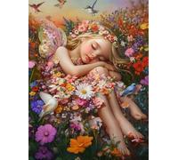 Diamond Painting Kit Adulte et Enfant, Diamant Painting Images Ronde Diamond Peinture, La fille des animaux 5D DIY Cristal Débutant Art Set, Strass Point de Croix Décoration Murale 20x30cm E-151