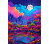 Diamond Painting Kit Adulte et Enfant, Diamant Painting Images Ronde Diamond Peinture, La Vallée des couleurs 5D DIY Cristal Débutant Art Set, Strass Point de Croix Décoration Murale 60x80cm E-54