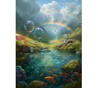 Diamond Painting Kit Adulte et Enfant, Diamant Painting Images Ronde Diamond Peinture, Le poisson arc - en - ciel 5D DIY Cristal Débutant Art Set, Strass Point de Croix Décoration Murale 40x50cm E-40