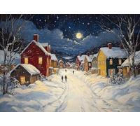 Diamond Painting Kit Adulte, Hiver Diamant Painting Images Ronde Full Drill Peinture Diamant loisirs créatifs Adulte, Ville 1 5D DIY Cristal Débutant Art Set Décoration Murale Maison 40x50cm T0U-515