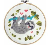 Diamond painting - Kit borderie - paresseux - D17 cm - Tambour bois G