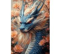 Diamond Painting Kit Complet Adulte, 5D Diamant Painting dragon, DIY Ronds Peinture Diamant Art Set pour Débutants Cristal Strass Point de Croix, Décoration Murale pour la Maison 30x40cm, J9216