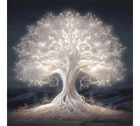 Diamond Painting Kit Complet,Arbre de vie blanc DIY Broderie Diamond Painting pour Adultes,5D plein Carrée Point de Croix Artisanal en Toile Peinture Diamant pour Maison/Salon/Chambre Décor 70x70cm