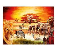 Diamond Painting Kit Complet,Diamant Peinture Numero Adulte,Broderie Diamant 5D,Enfant Point De Croix Strass Perle Art pour la Décoration à la Maison/Salon/Chambre Gifts Éléphant d'Afrique 40x50cm