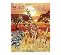 Diamond Painting Kit Complet,Diamant Peinture Numero Adulte,Broderie Diamant 5D,Enfant Point De Croix Strass Perle Art pour la Décoration à la Maison/Salon/Chambre Gifts,Afrique Girafe Zèbre50x70cm