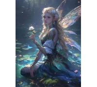 Diamond Painting Kit Complet, DIY 5D Elfe des fleurs Peinture Diamond, Adulte et Enfant Débutants, Diamant Strass Point de Croix Cristal Painting, Décoration Murale d'intérieur Outils 20x30cm L-352
