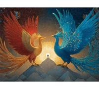 Diamond Painting Kit Complet, DIY 5D Fantasy Phoenix Peinture Diamond, Adulte et Enfant Débutants, Diamant Strass Point de Croix Cristal Painting, Décoration Murale d'intérieur Outils 40x50cm L-396
