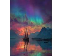 Diamond Painting Kit Complet, DIY 5D Le bateau Aurora Peinture Diamond, Adulte et Enfant Débutants, Diamant Strass Point de Croix Cristal Painting, Décoration Murale d'intérieur Outils 100x130cm L-414