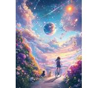 Diamond Painting Kit Complet, DIY 5D Planète étoile Peinture Diamond, Adulte et Enfant Débutants, Diamant Strass Point de Croix Cristal Painting, Décoration Murale d'intérieur Outils 100x130cm L-873