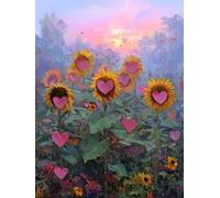 Diamond Painting Kit Complet, DIY 5D Sunflower amour Peinture Diamond, Adulte et Enfant Débutants, Diamant Strass Point de Croix Cristal Painting, Décoration Murale d'intérieur Outils 70x90cm L-830