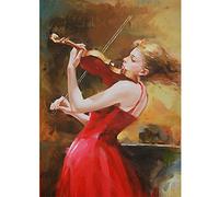 Diamond Painting Kit Complet, Fille De Violon Diamant Broderie Kits De Broderie Au Point De Croix Strass Peinture, 40x50cm Tableau Perle Diamant a Coller Enfant pour à La Maison ou le Salon for Décor