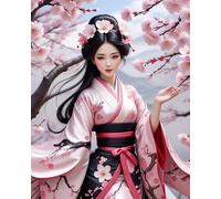 Diamond Painting Kit Complet Geisha Japonaise Beautés Antiques 30X40 Kit de Peinture Diamant Adulte et Enfants,Broderie Diamant Kit Complet Paysage,Diamant Strass Art Point de Croix Mosaïque,B21