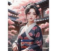 Diamond Painting Kit Complet Geisha Japonaise Beautés Antiques 30X40 Kit de Peinture Diamant Adulte et Enfants,Broderie Diamant Kit Complet Paysage,Diamant Strass Art Point de Croix Mosaïque,B7