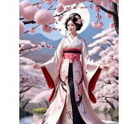 Diamond Painting Kit Complet Geisha Japonaise Beautés Antiques 55X80 Kit de Peinture Diamant Adulte et Enfants,Broderie Diamant Kit Complet Paysage,Diamant Strass Art Point de Croix Mosaïque,B22