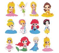 Diamond Painting Kit Enfant, 12PCS DIY Peinture Diamant Autocollant, Diamond Painting Autocollants Kits, Stickers Diamond Painting, Broderie Diamant pour Enfants et Débutants Adultes