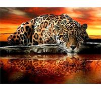 Diamond Painting Kit pour Adulte Débutant,carré 5D DIY Broderie Diamant Painting Kit Complet,Léopard Peinture Diamant Strass Point de Croix Cristal Painting pour Murale Décoration 100x130 cm