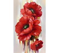 Diamond Painting Kit pour Adulte Débutant,Coquelicots rouges Kit de Peinture Diamantée DIY 5D Grand carré Broderie Diamant Point de Croix Broderie Strass Artisanat pour Maison Murale Décor 40x80 cm