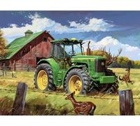 Diamond Painting Kit pour Adulte vert tracteur，Adultes broderie diamant grand format，5D carré Diamond Painting Kit，Mosaique Loisirs Créatifs Pour La Décoration Murale à La Maison Cadeaux 60x90cm C73
