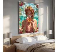 Diamond Painting Kits Femme Fleur, 5D DIY Diamond painting Adulte Art Cristal Broderie Peintures Diamant Arts Artisanat pour Débutant Enfants Home Office Décoration Murale 50 x 70 cm PjY5853 A-S