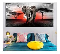 Diamond Painting Kits Foret Complet Arbre éléphant,DIY 5D diamant peinture adultes/enfants cristal strass grande broderie point de croix maison décor murale Square Drill,30x75cm(12x30in)