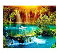 Diamond Painting Kits Full Drill DIY 5D Diamond Embroidery Large Size Waterfall Swan Scenery 60x90cm/24 * 36in Cross Stitch Adult/Kid Handcraft Paste Crystal Rhinestone Diamond Art bedroom Wall Decor