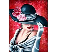 Diamond Painting Kits Full Drill DIY 5D Diamond Embroidery Large Size Woman Hat 30x40cm/12*16in Cross Stitch Adults/Kids Handcraft Paste Crystal Rhinestone Diamond Art Craft Living bedroom Wall Decor